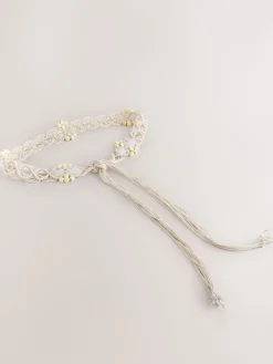 Ecru - Macramé riem met kralen*Next Hot