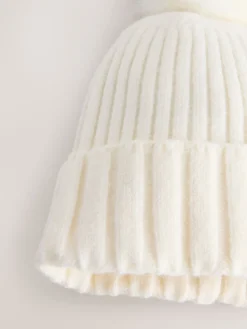 Ecru - Rib Knit Pom Hat*Next Sale