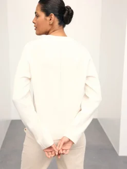 Ecru - Superzachte trui met ronde hals en lange mouwen*Next Sale