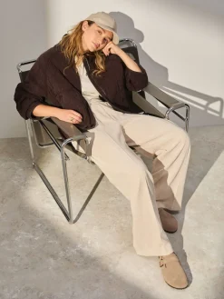 Ecru - Wijde pijpen zachte corduroy broeken*Next Outlet