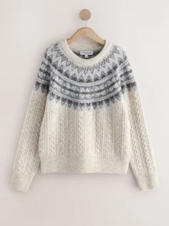 Ecru fairisle-motief  - Matching Family kersttrui*Next Hot