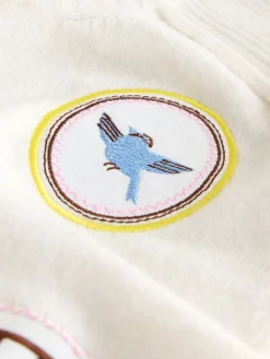 Ecru geborduurd - Gebreide trui met ronde hals van wol*Next Best