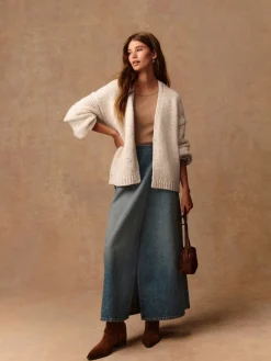 Ecru gemêleerd - Zacht aanvoelend Grof gebreid vest*Next New