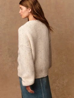 Ecru gemêleerd - Zacht aanvoelend Grof gebreid vest*Next New