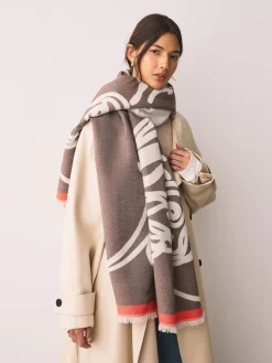 Ecru met Hamish The Highland Cow - Halfzware sjaal*Next Outlet