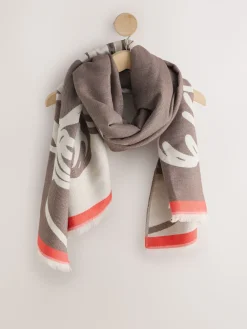 Ecru met Hamish The Highland Cow - Halfzware sjaal*Next Outlet