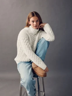 - Roll Neck Cable Longline Jumper with Wool*Next Sale