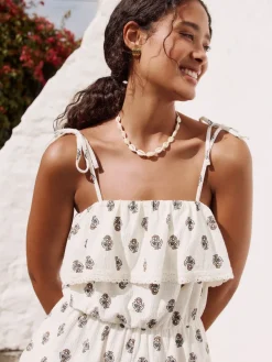 Ecru/bruin - Textured Jersey Frill Bandeau Speelpakje*Next Discount