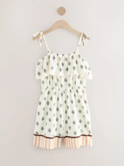 Ecru/bruin - Textured Jersey Frill Bandeau Speelpakje*Next Discount