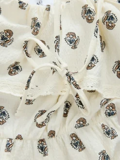 Ecru/bruin - Textured Jersey Frill Bandeau Speelpakje*Next Discount