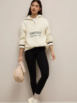 Ecru-crème - Cable Zip Neck 1995 Graphic Jumper*Next Clearance