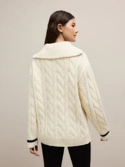 Ecru-crème - Cable Zip Neck 1995 Graphic Jumper*Next Clearance