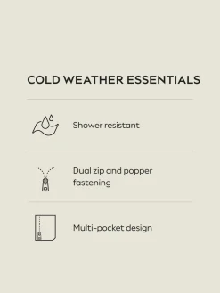 Ecru-crème - Regenbestendige gewatteerde lange jas met capuchon*Next Best