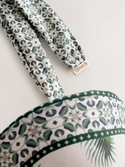 Ecru/Groene Palm - Bandeaubikinitop met beugel*Next