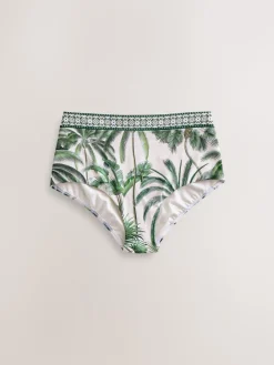 Ecru/Groene Palm - Bikini broekje met print*Next New