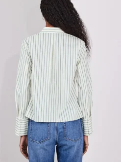 Ecru/marineblauw - Fitted Stretch Essential Long Sleeve Shirt*Next Outlet