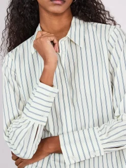 Ecru/marineblauw - Fitted Stretch Essential Long Sleeve Shirt*Next Outlet