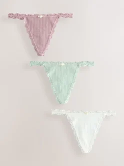 Ecru/roze - 3 Naadloze pointelle slips*Next Hot