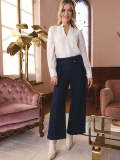 Ecruwit - blouse met lange mouwen en inkeping*Love & Roses