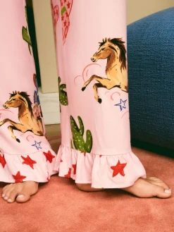 Pale Pink Howdy Viscose Button Through Pyjamas*Eleanor Bowmer