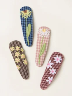 FatFace 4 Pack Embroidered Hair Slides*Fat Face Discount