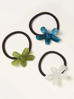 FatFace 3 Pack Flower Hair Ties*Fat Face Sale