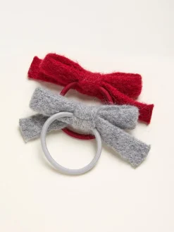 FatFace 2 Pack Knitted Bow Hair Ties*Fat Face