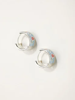 FatFace Enamel Floral Hoop Earrings*Fat Face Hot