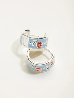 FatFace Enamel Floral Hoop Earrings*Fat Face Hot