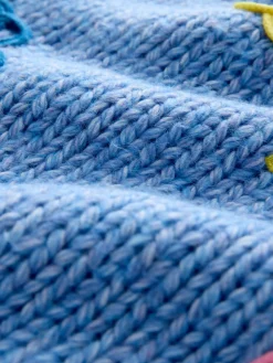 Felblauw met bloemenprint - Grofgebreide trui met ronde hals en wol*Next Online