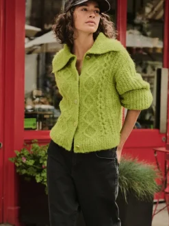 - Wolblend kabelgebreide vest met kraag*Next Discount