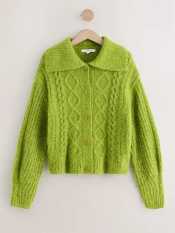 - Wolblend kabelgebreide vest met kraag*Next Discount