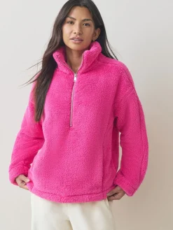 Felroze - Borg fleece met korte rits*Next Outlet