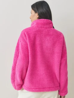 Felroze - Borg fleece met korte rits*Next Outlet