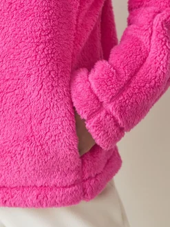 Felroze - Borg fleece met korte rits*Next Outlet