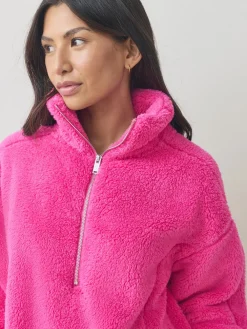 Felroze - Borg fleece met korte rits*Next Outlet