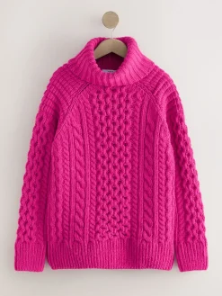 - Roll Neck Cable Longline Jumper with Wool*Next Discount