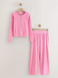 - Geribbelde pyjama met knopen*self. Clearance