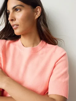 Fluorescerend felrood - Superzachte gebreide top met korte mouwen*Next Best