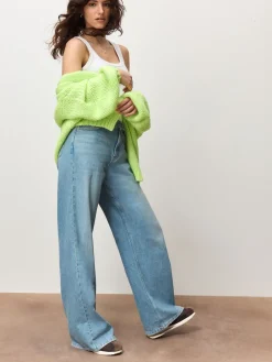 Fluoriserend groen - Zacht aanvoelend Grof gebreid vest*Next