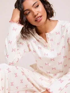Bow Pointelle Wide Leg Pyjamas*Friends Like These Online