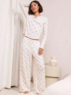 Bow Pointelle Wide Leg Pyjamas*Friends Like These Online