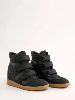 Faux Leather Velcro High Top Wedge Casual Trainers*Friends Like These Outlet