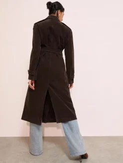 Imitatiesuède Maxi Trenchcoat Met ceintuur*Friends Like These Sale