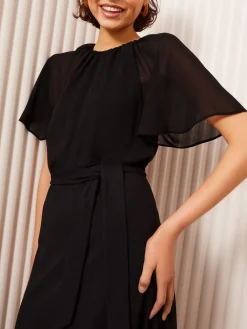 scuba chiffon midi-jurk met fladdermouwen*Friends Like These Clearance