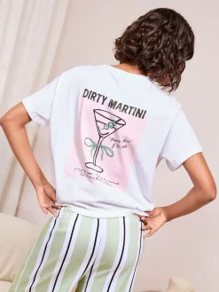 Stripe Martini Short Sleeve Pyjamas*Friends Like These Outlet