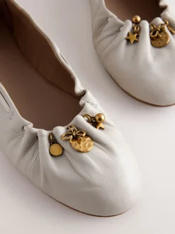 - Forever Comfort® Leather Ruched Charm Ballet Flats*Next Outlet