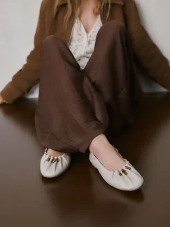 - Forever Comfort® Leather Ruched Charm Ballet Flats*Next Outlet