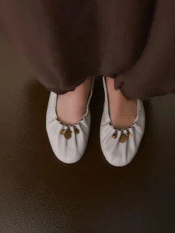 - Forever Comfort® Leather Ruched Charm Ballet Flats*Next Outlet