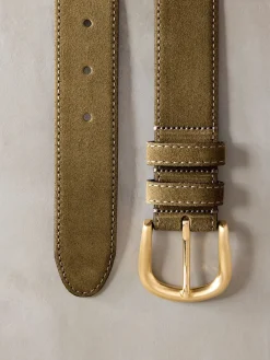 Gedempt groen - N. Premium Made in Italië suède riem*Next